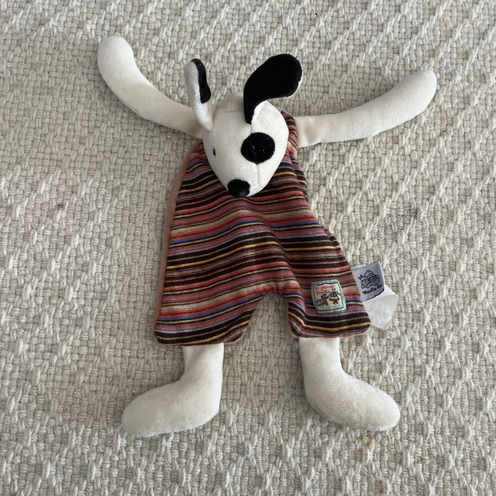 Moulin Roty Lovey Julius The Dog Puppy La Grande Famille Security Blanket flat